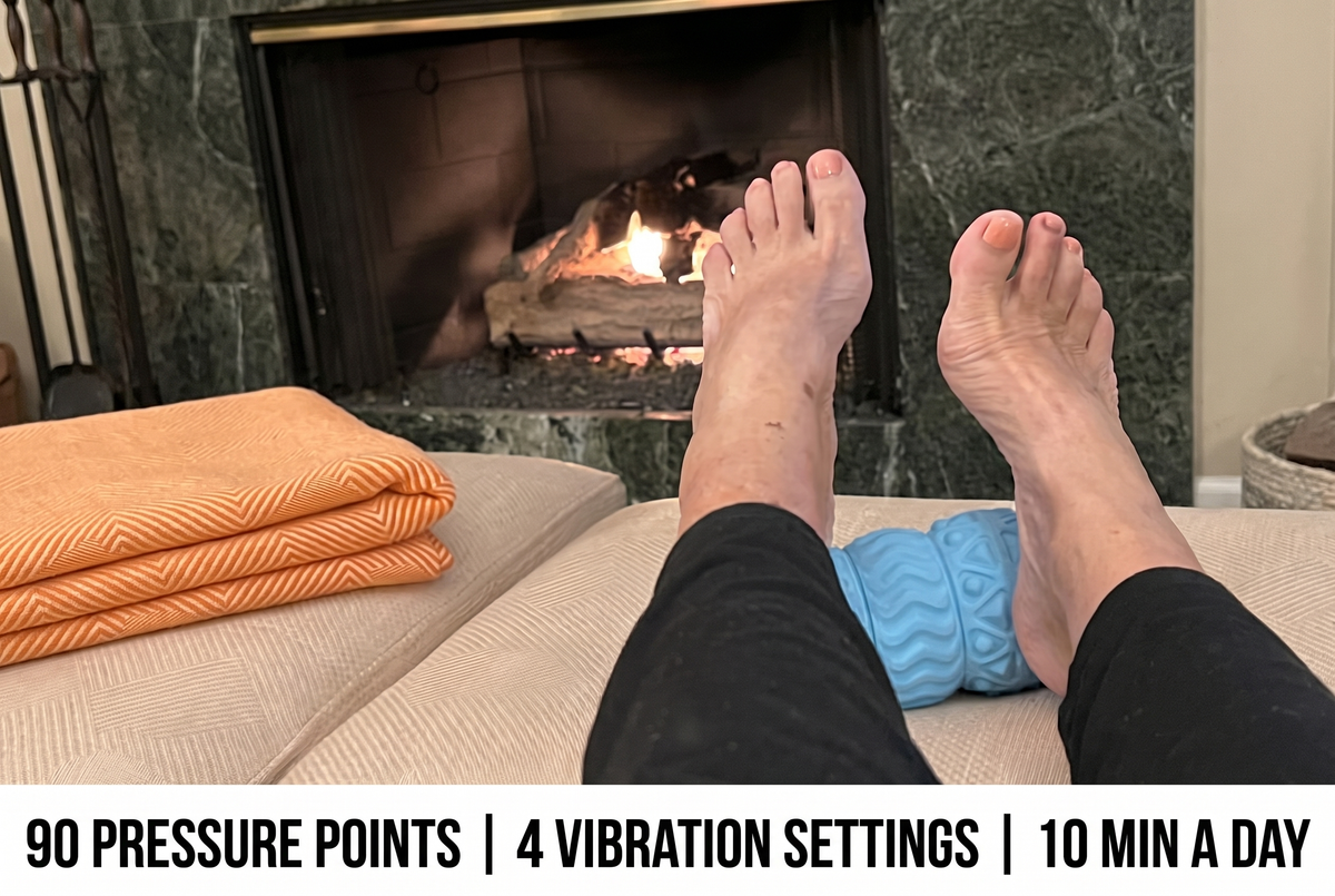 Customer using the Vibit ROLL under her foot