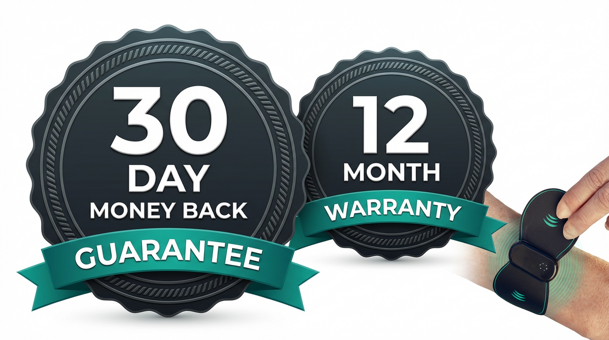 30-day money-back guarantee and 12-month warranty badges